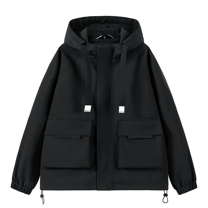 Raincoat Bellows Pocket Hooded Utility Jacket