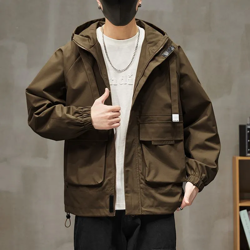 Raincoat Bellows Pocket Hooded Utility Jacket