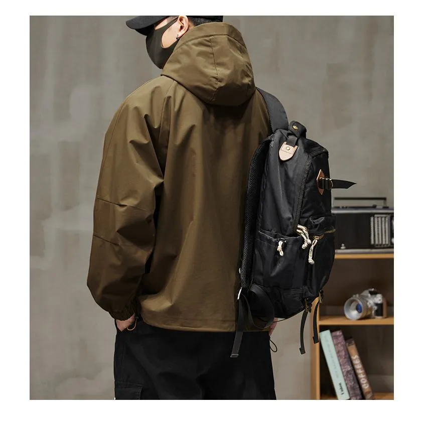 Raincoat Bellows Pocket Hooded Utility Jacket