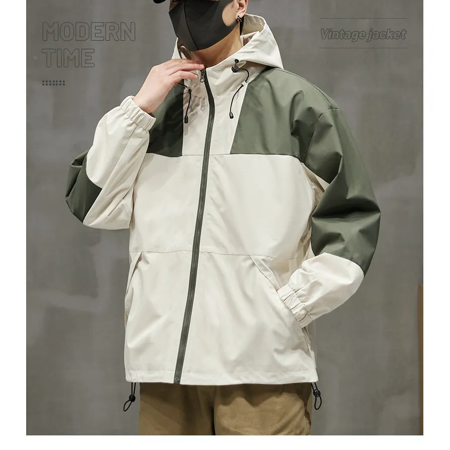 Raincoat Patchwork Easy-To-Clean Water-Resistant Windbreaker