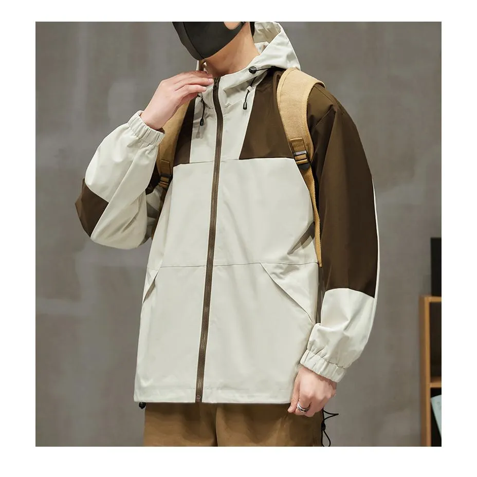 Raincoat Patchwork Easy-To-Clean Water-Resistant Windbreaker