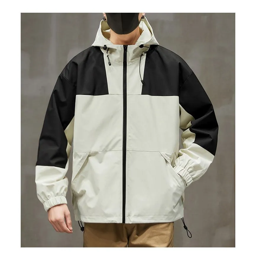 Raincoat Patchwork Easy-To-Clean Water-Resistant Windbreaker