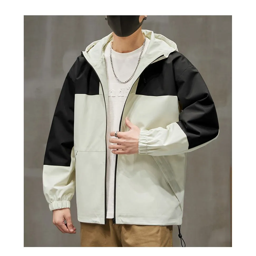 Raincoat Patchwork Easy-To-Clean Water-Resistant Windbreaker