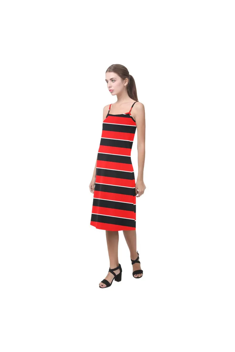 Red & Black Stripes Alcestis Slip Dress