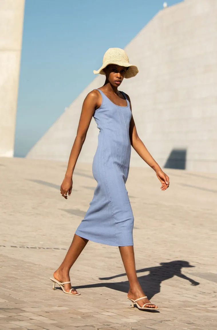 Revel Ribbed Midi Dress - Periwinkle