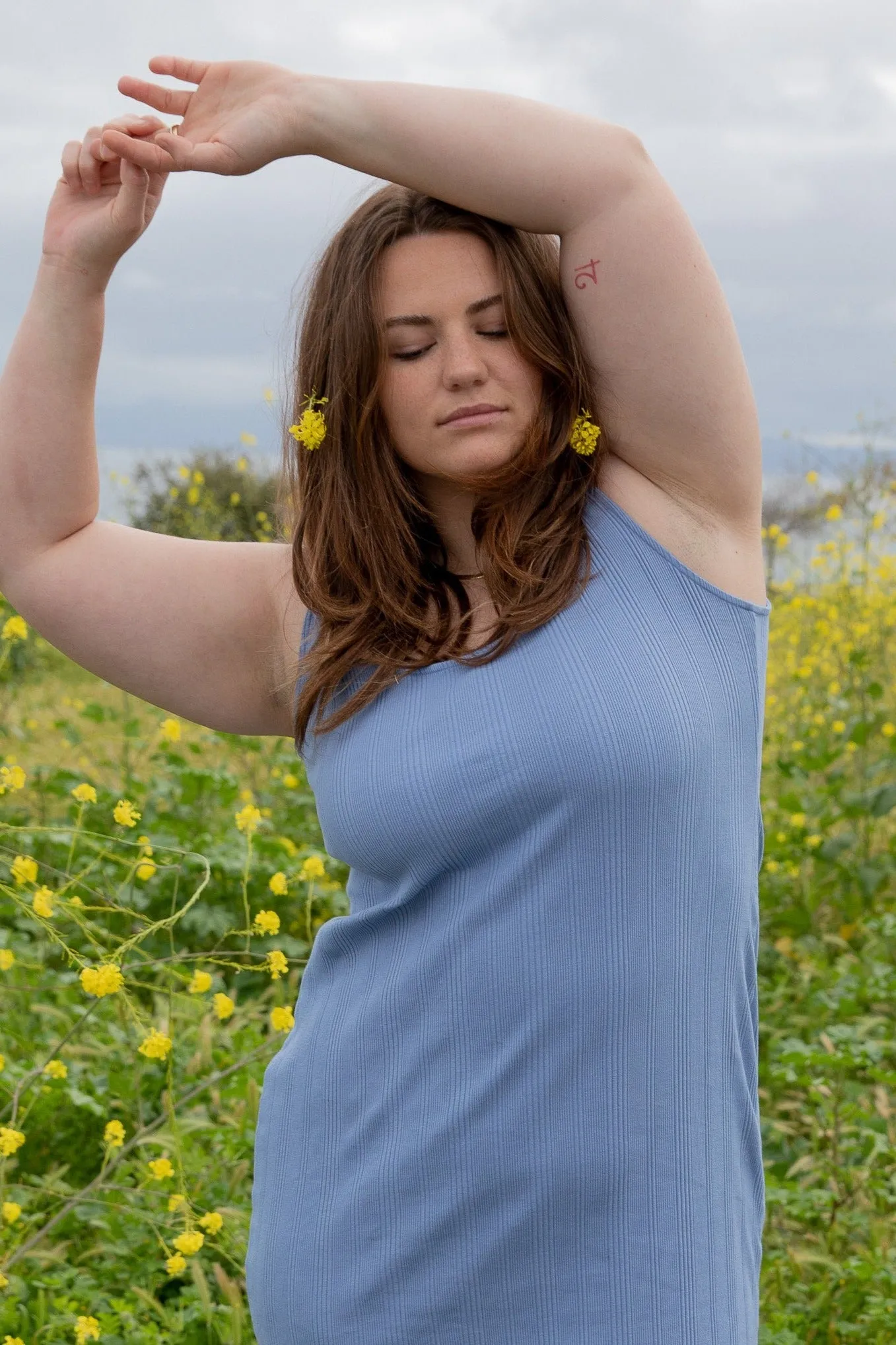 Revel Ribbed Midi Dress - Periwinkle