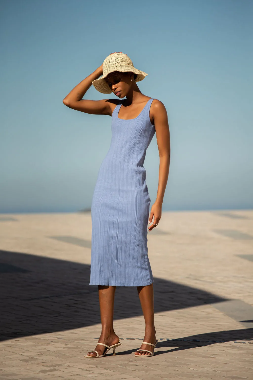 Revel Ribbed Midi Dress - Periwinkle