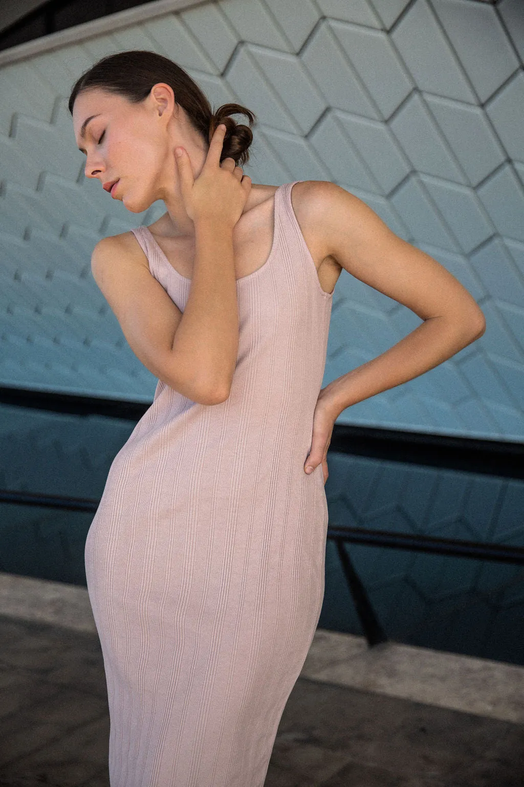 Revel Ribbed Midi Dress - Pink Salt