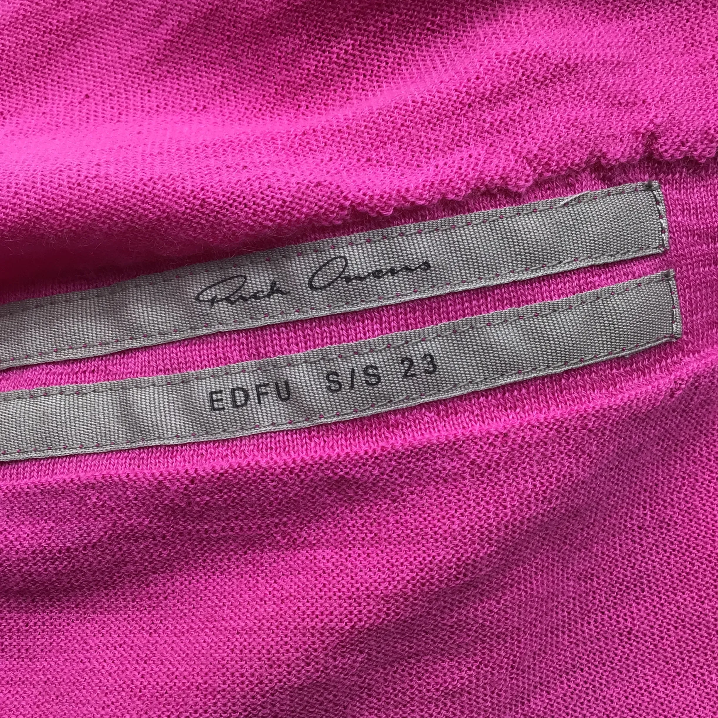 Rick Owens Hot Pink Open Long Cashmere Knit Cardigan Sweater