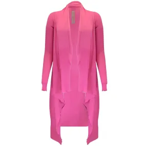 Rick Owens Hot Pink Open Long Cashmere Knit Cardigan Sweater