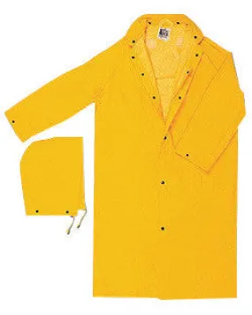 River City Garments 3X 49" Yellow Classic Plus .3500 mm PVC And Polyester Rain Coat With Snap Storm Fly Front Closure And Detachable Drawstring Hood