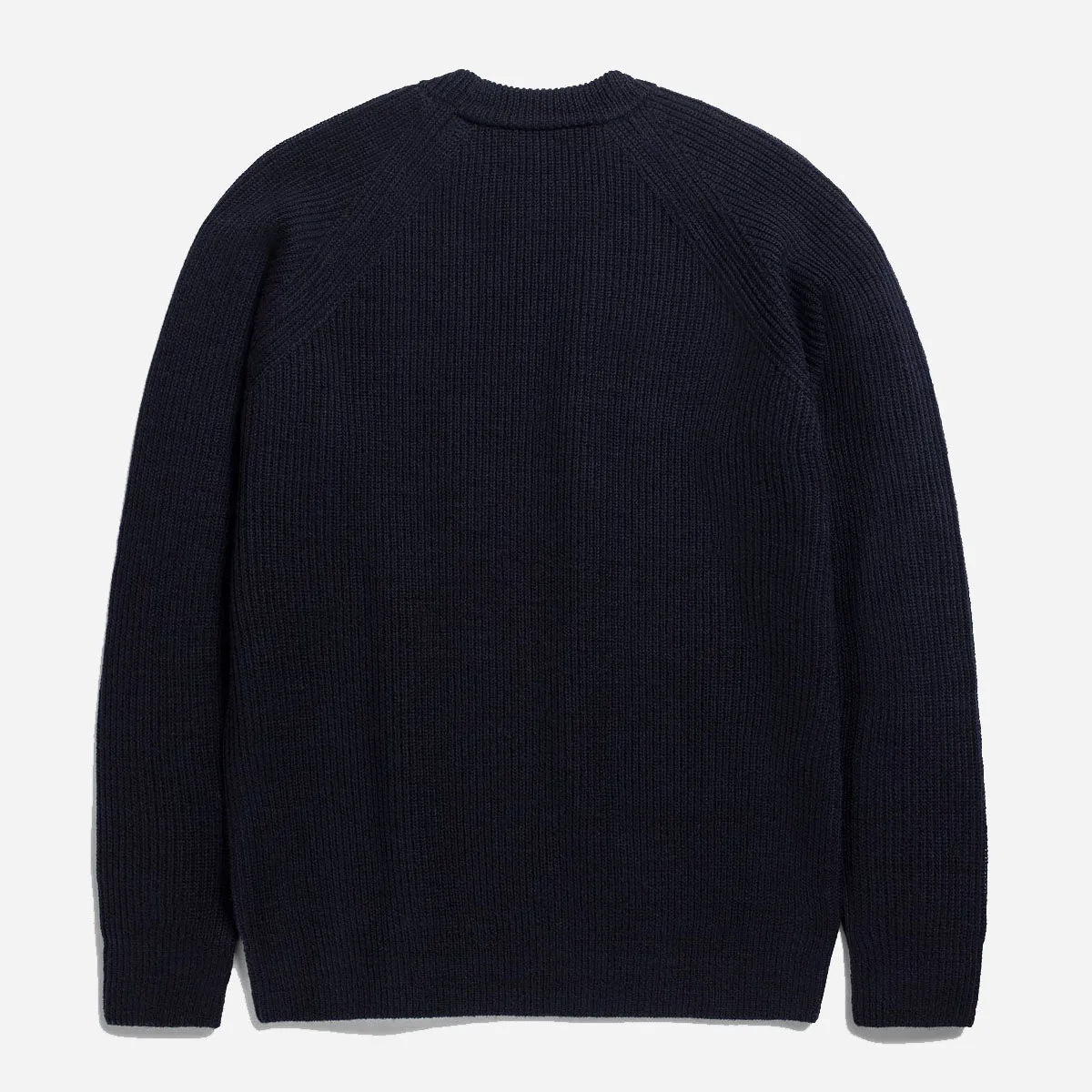 Roald Wool Cotton Rib Sweater - Dark Navy