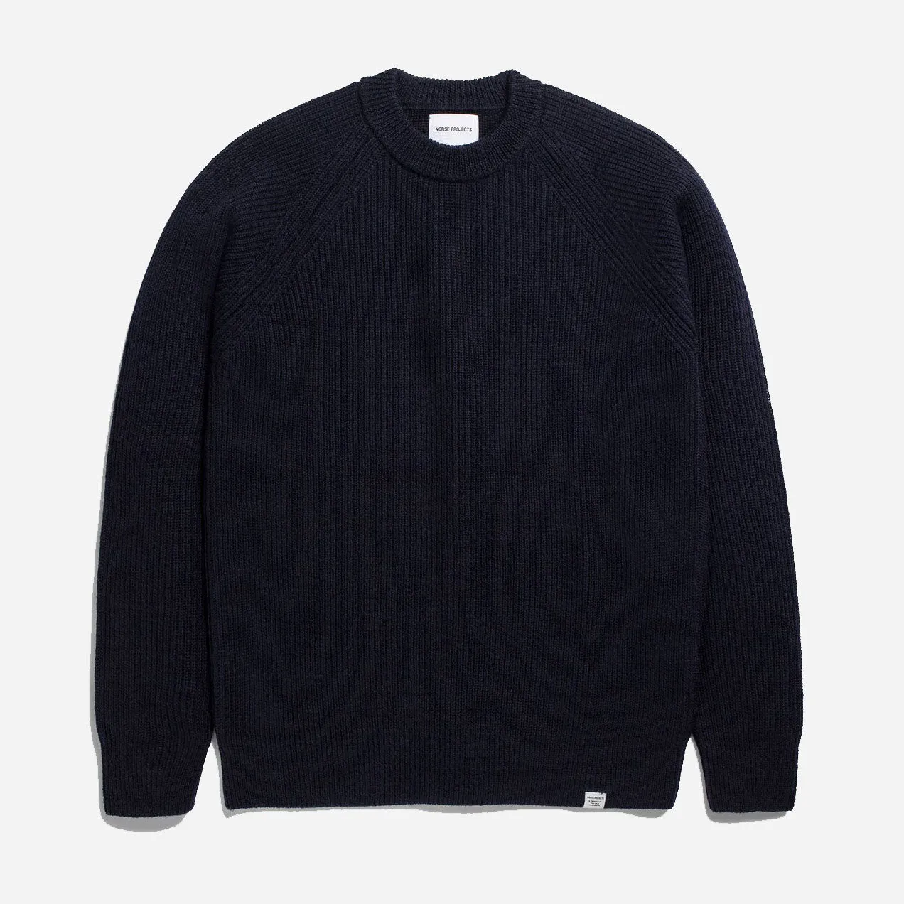 Roald Wool Cotton Rib Sweater - Dark Navy