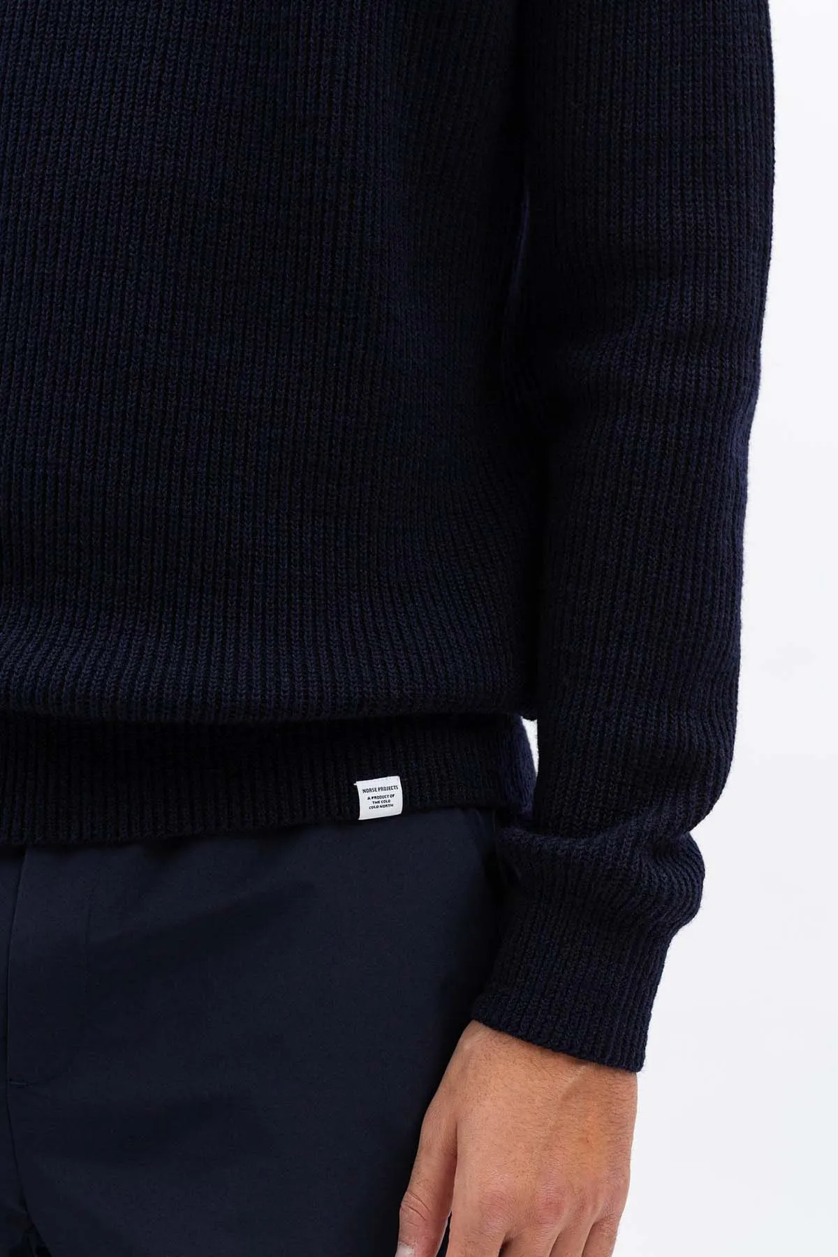 Roald Wool Cotton Rib Sweater - Dark Navy