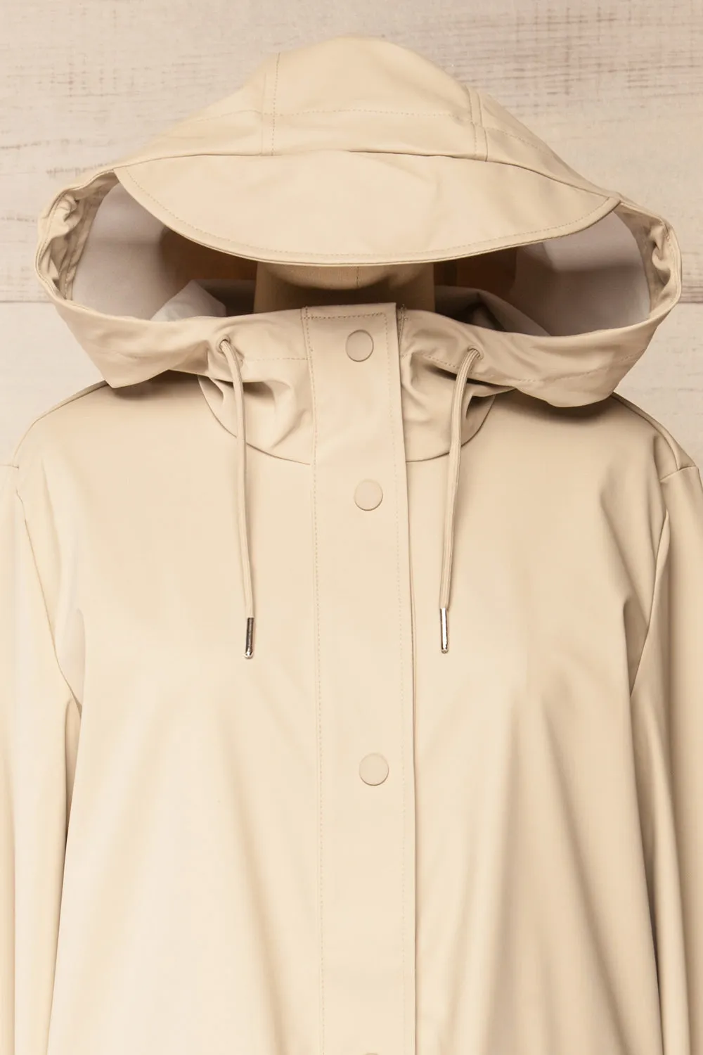 Rochester Beige | Button Up Hooded Raincoat