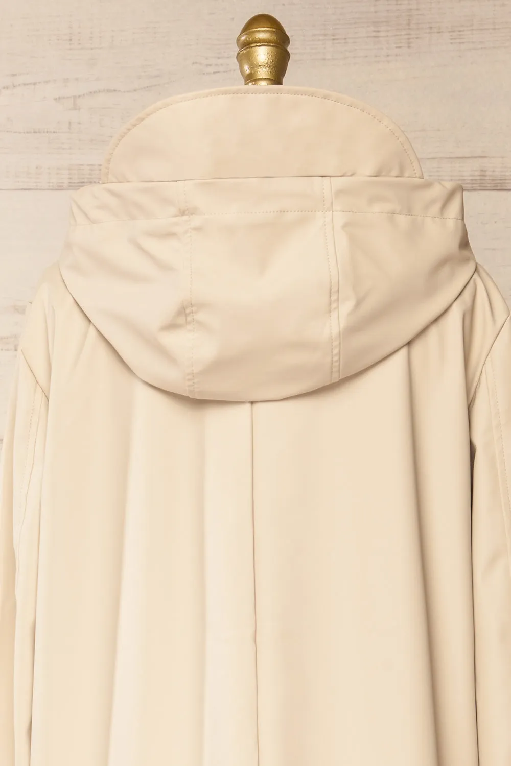 Rochester Beige | Button Up Hooded Raincoat