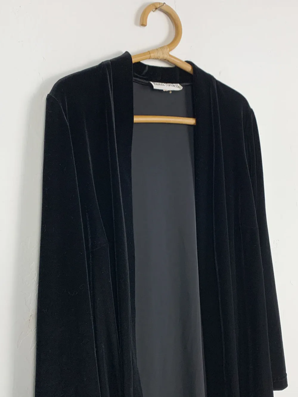 Ronni N Black Velour Long Cardigan