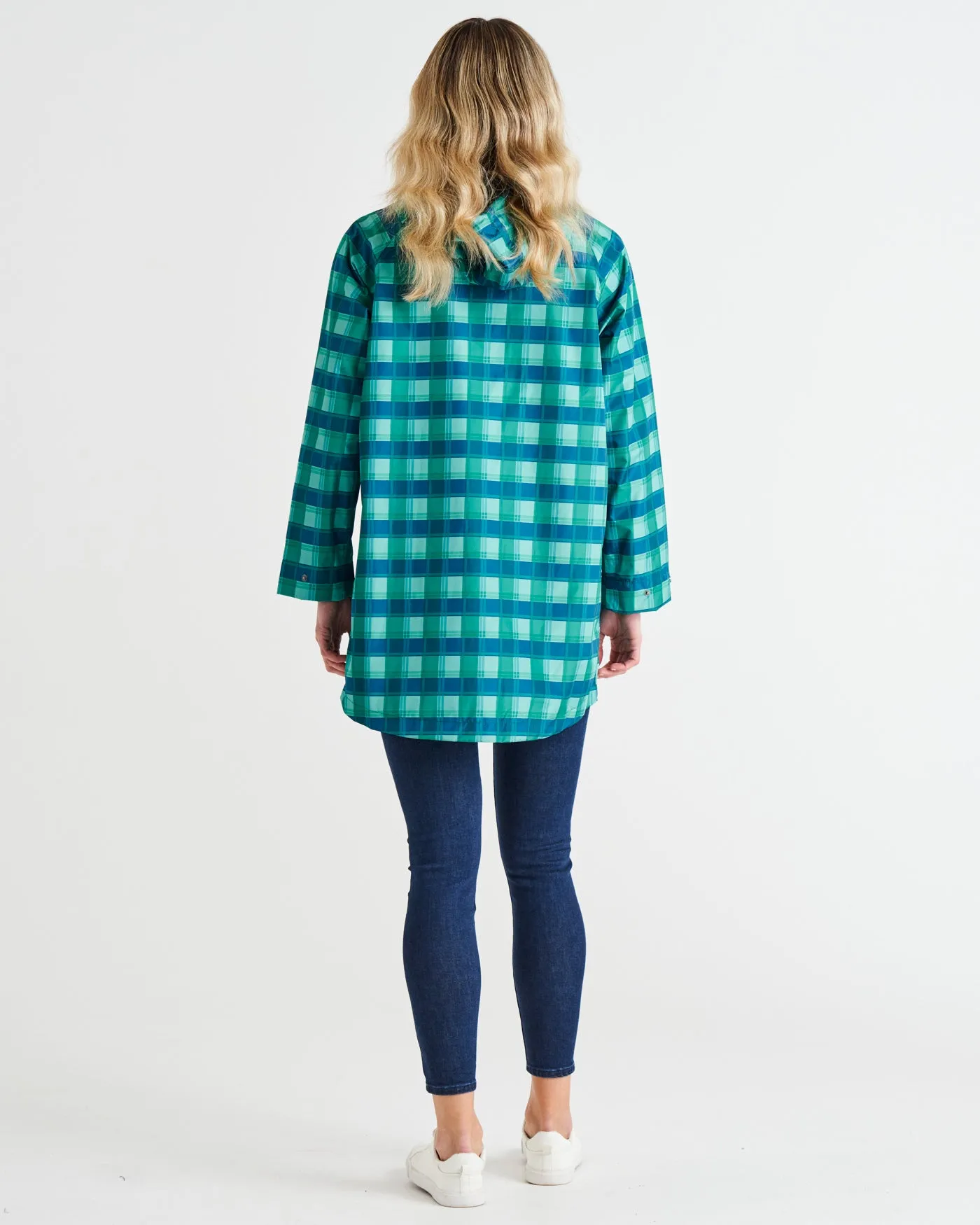 ROSIE RAINCOAT - GREEN/BLUE TARTAN