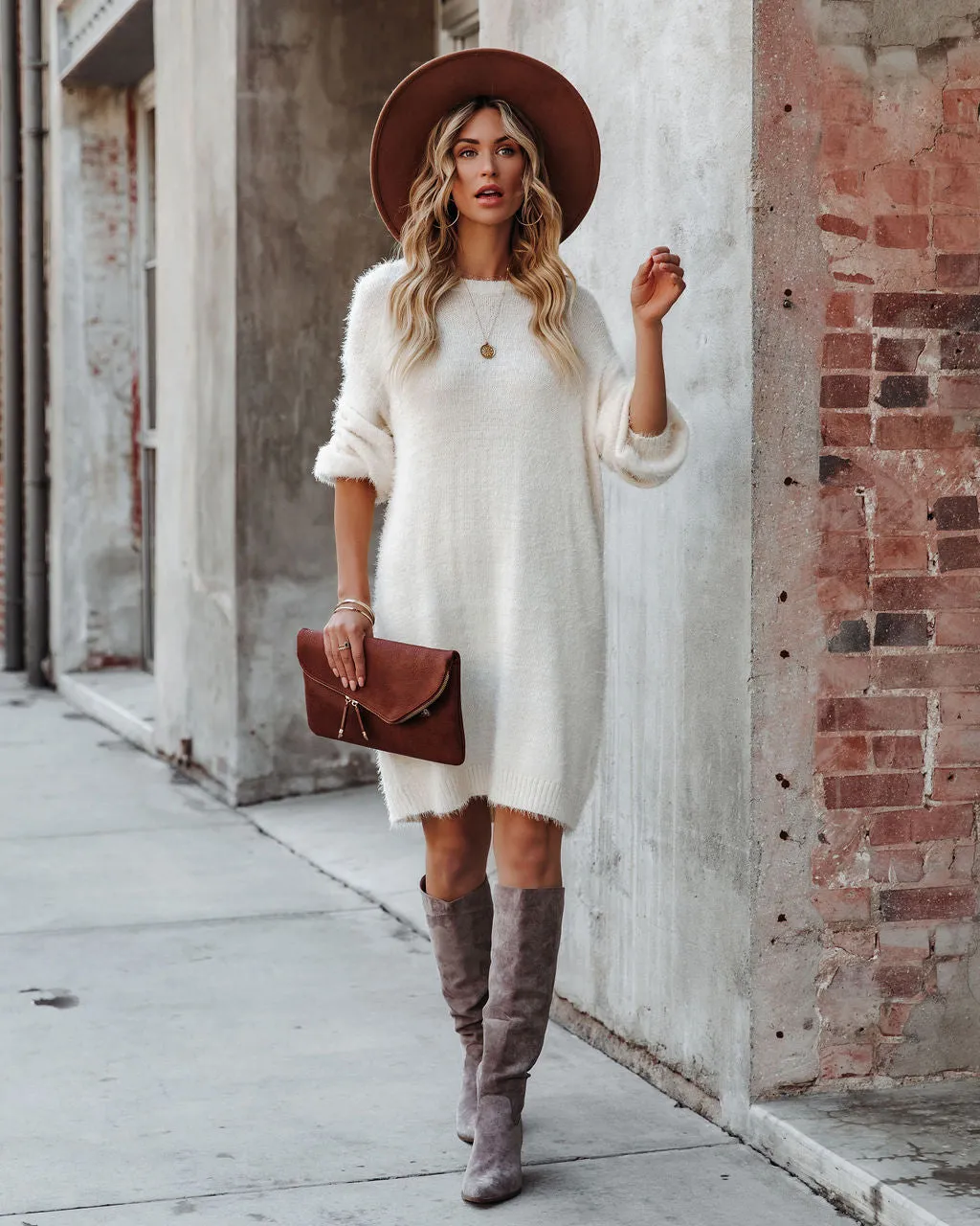 So In Love Knit Sweater Dress - Ivory - FINAL SALE