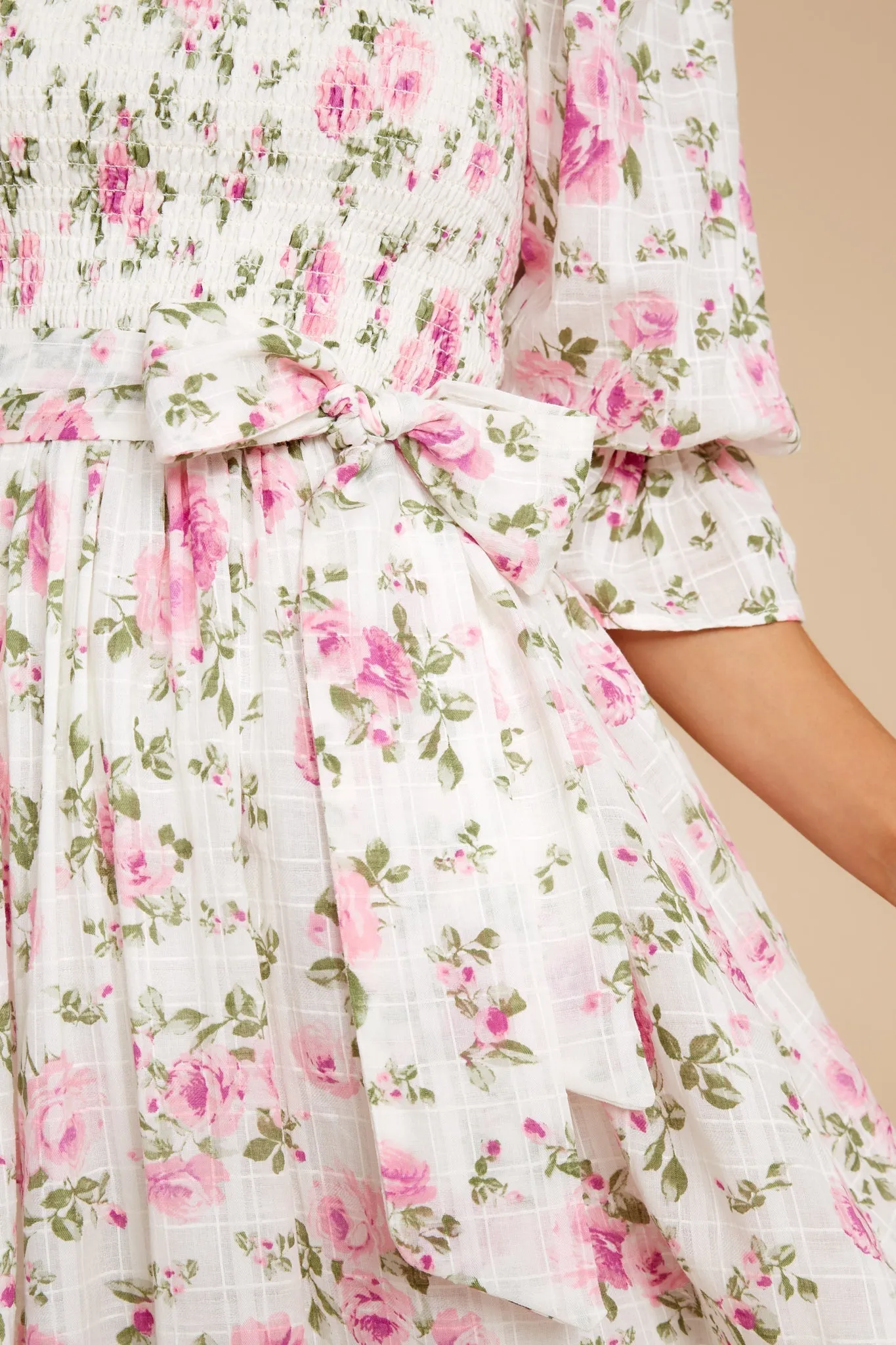 Someone I Adore White Multi Floral Print Cotton Midi Dress