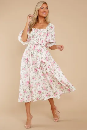 Someone I Adore White Multi Floral Print Cotton Midi Dress