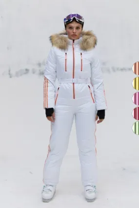 Sports Winter Jumpsuit With Reflective Stripes Warm Winter Wear For Outdoor Activities