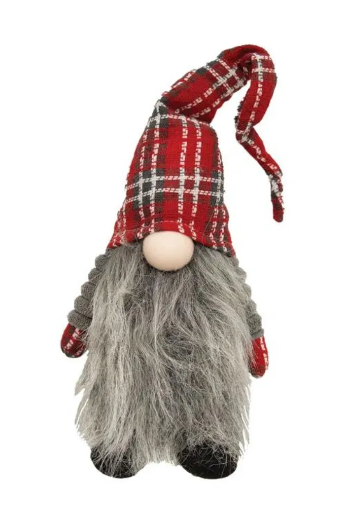 Standing Plaid Santa Gnome