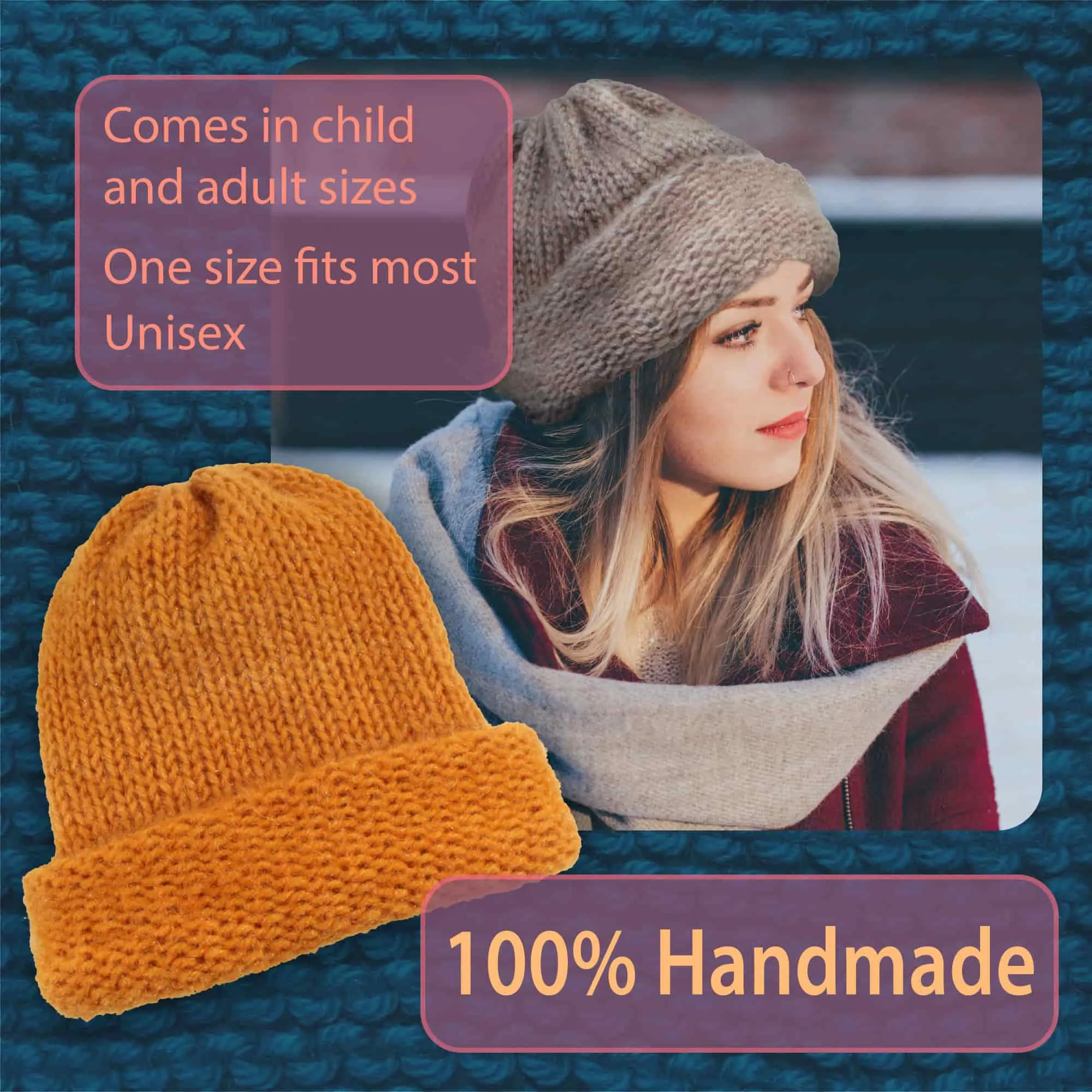 Super Soft Hand Knit Winter Hat for Women, Men, and Children