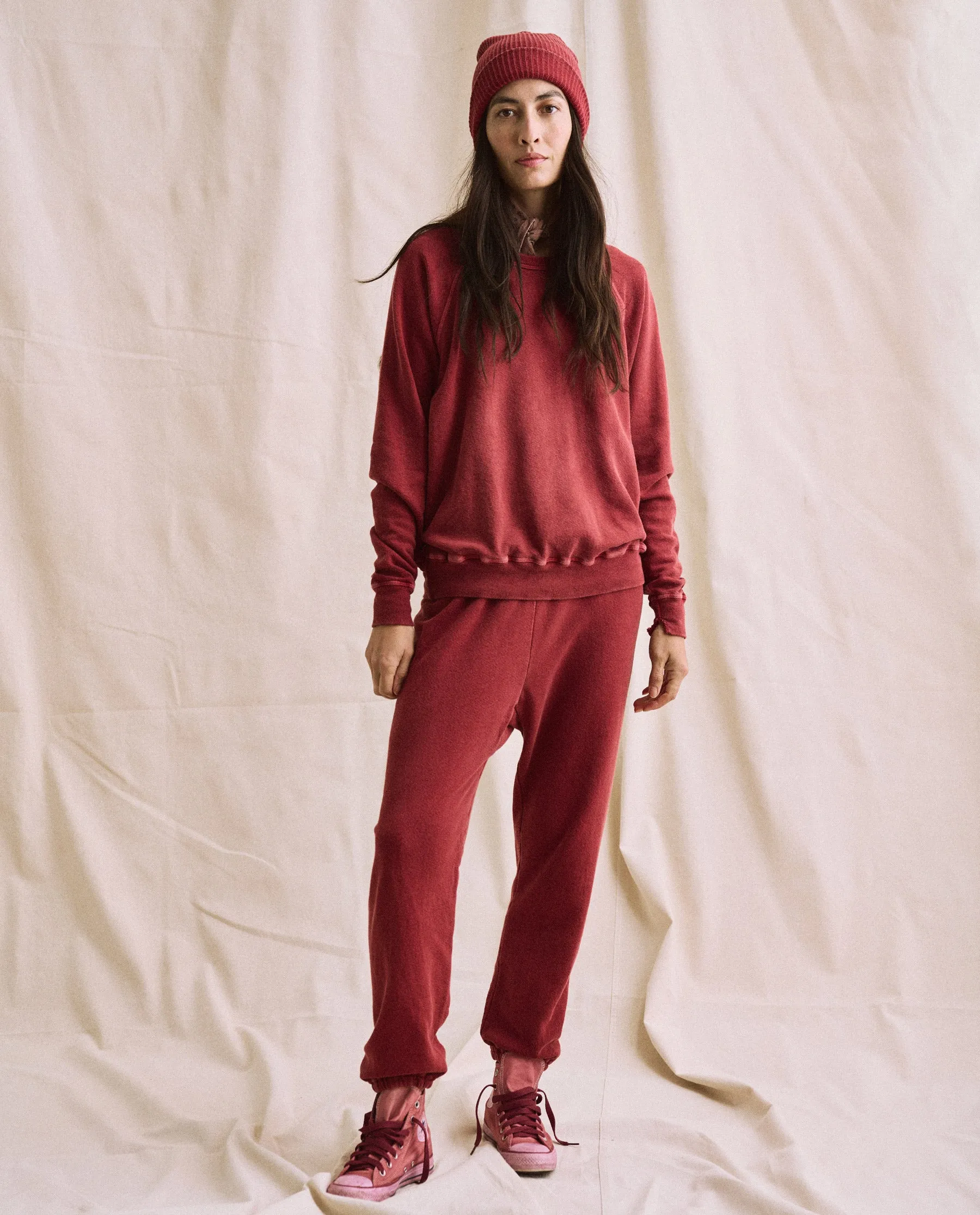 The Plant-Dyed Stadium Sweatpant. Novelty -- Deep Madder Root