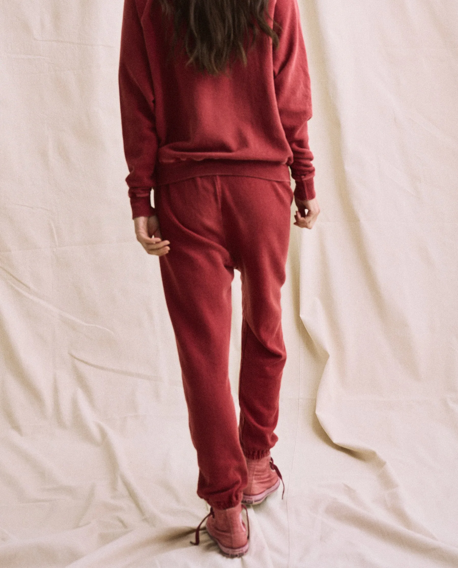 The Plant-Dyed Stadium Sweatpant. Novelty -- Deep Madder Root