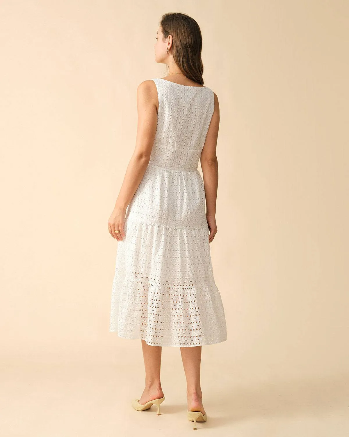 The Square Neck Tiered Hem Midi Dress