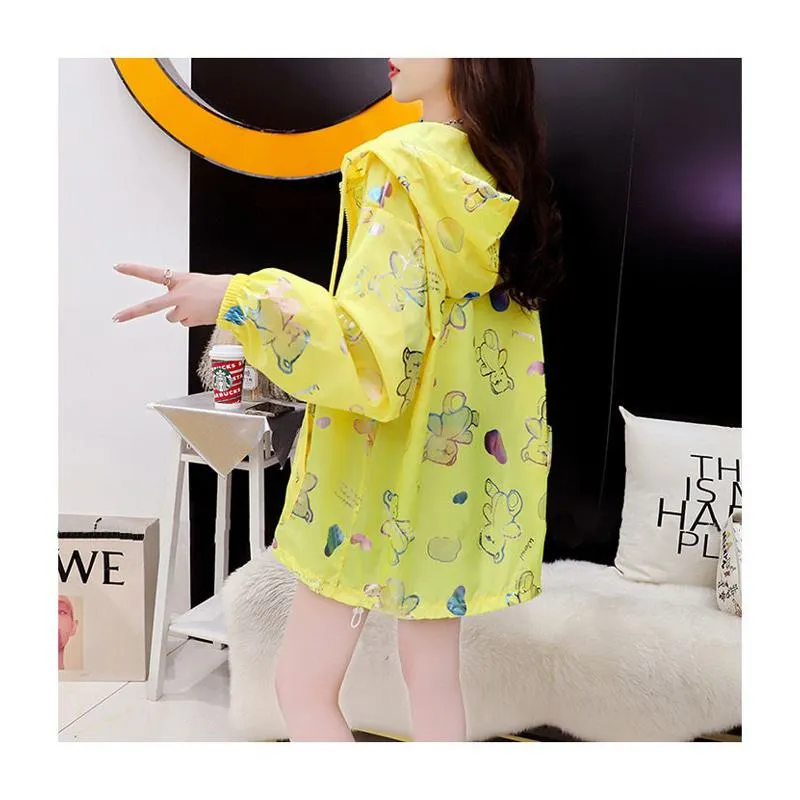 Thin Loose Fit Zip-Up UV-Protective Casual Raincoat Hooded Jacket