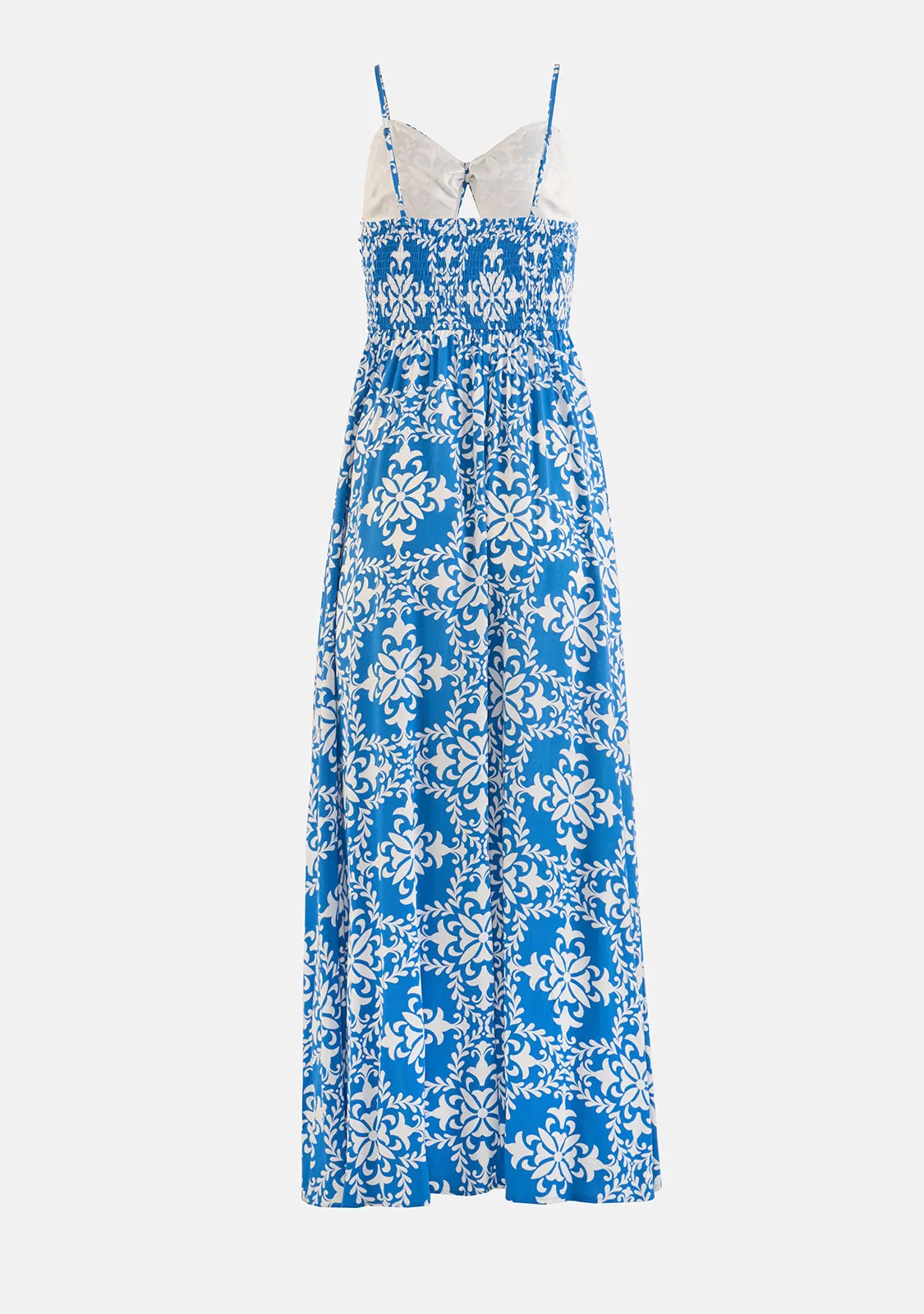 Thin Strap Tie Back Neck Smocked Maxi Dress