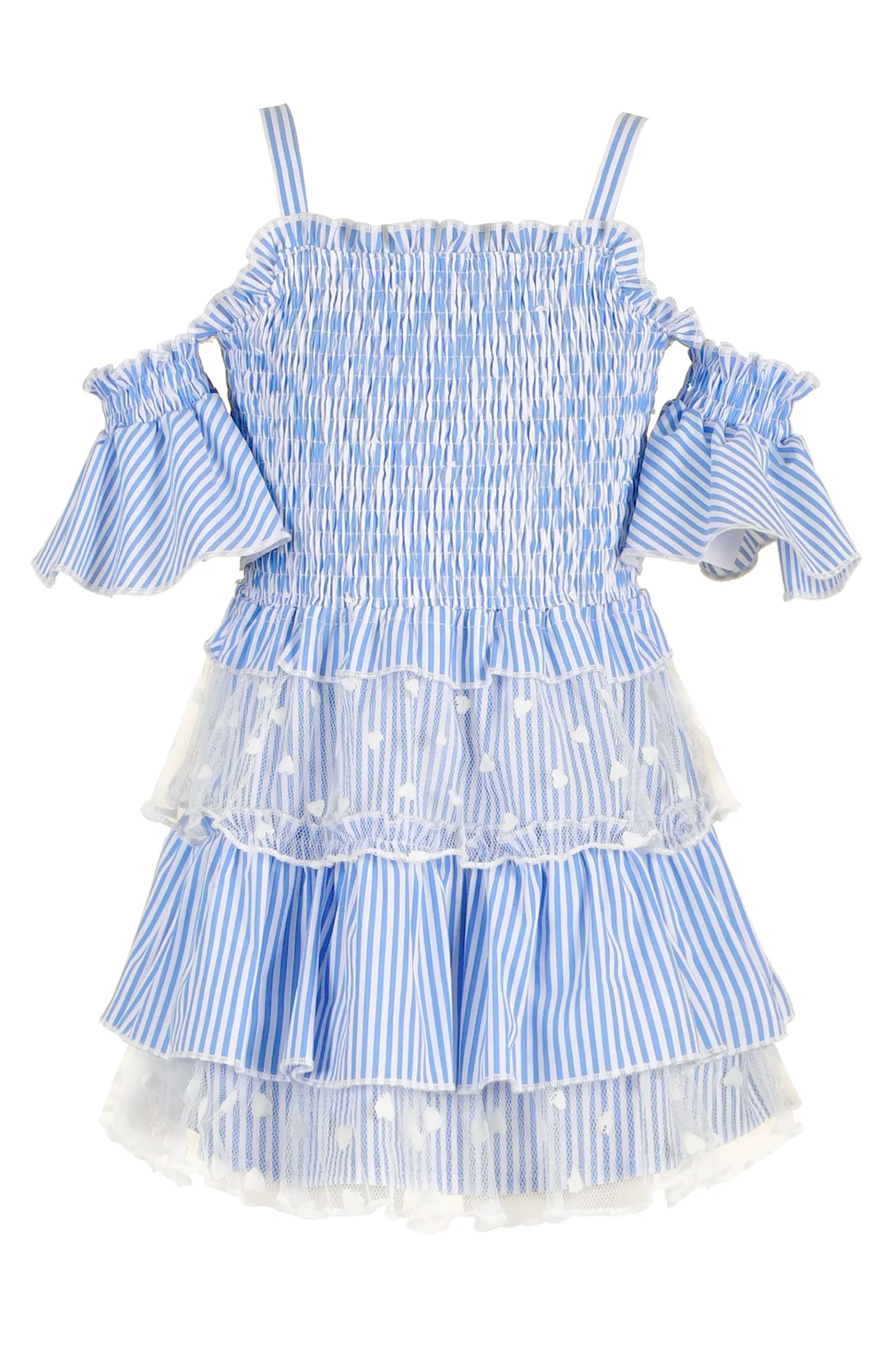 Toddler Girls Off The Shoulder Striped Summer Dress