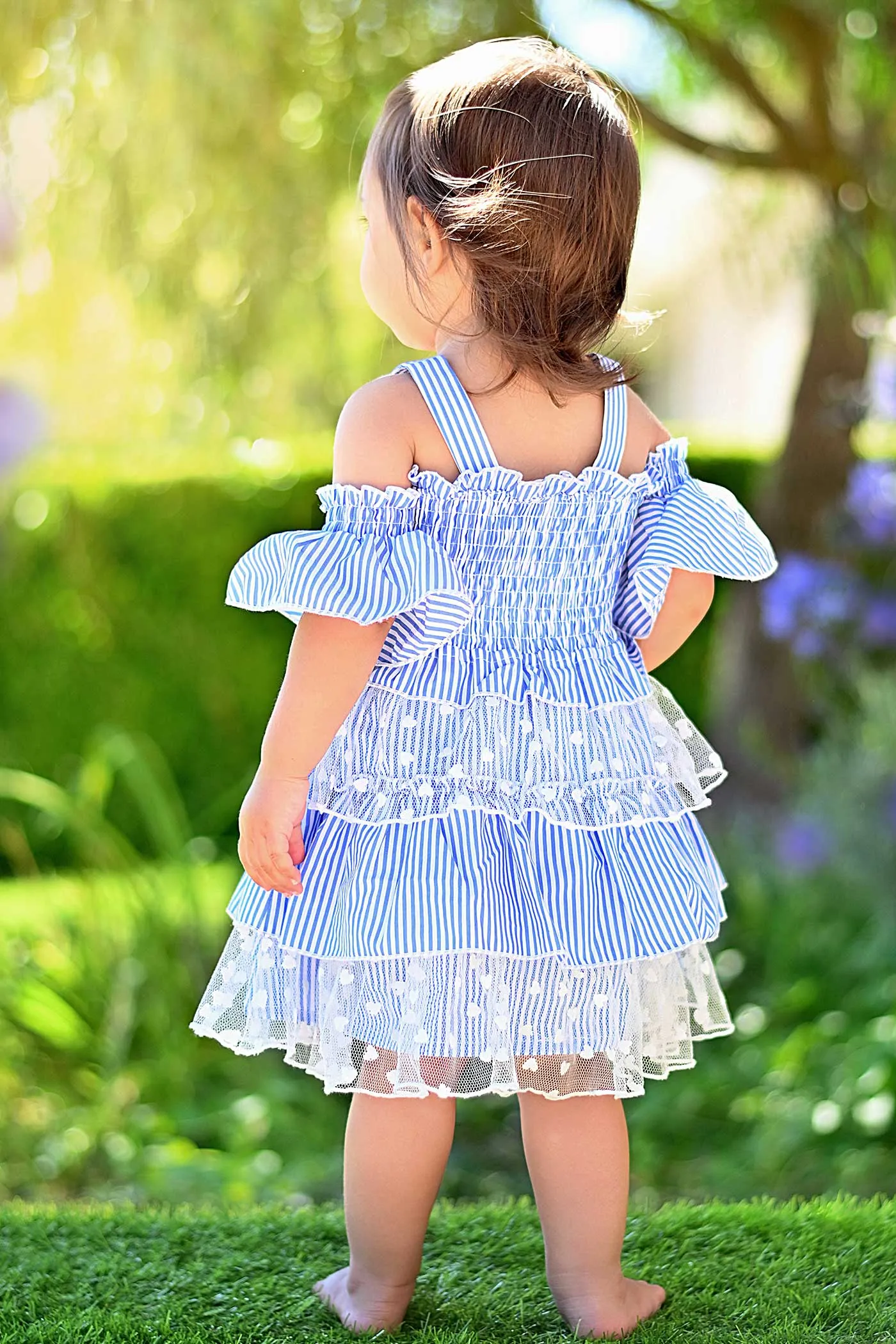 Toddler Girls Off The Shoulder Striped Summer Dress