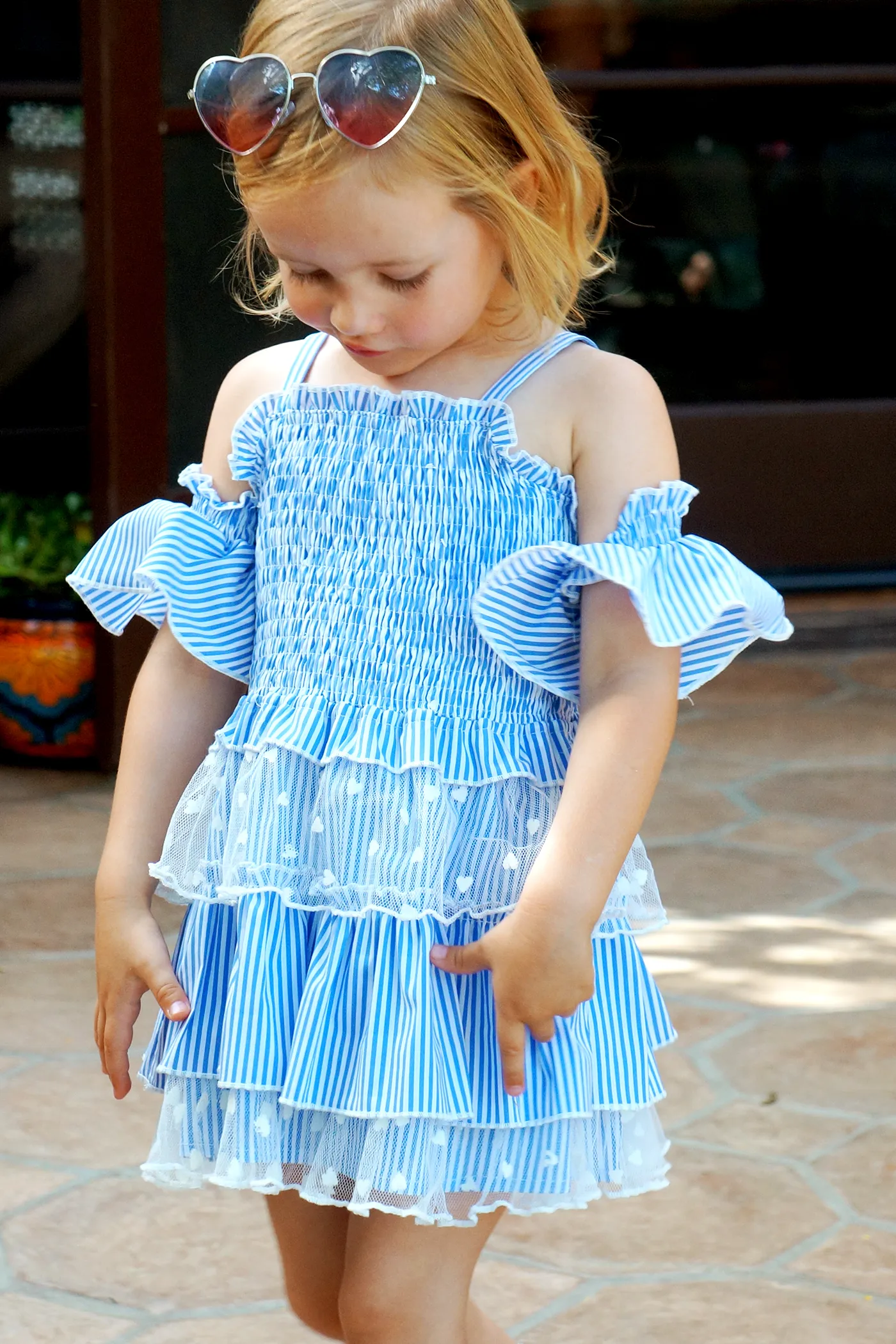 Toddler Girls Off The Shoulder Striped Summer Dress