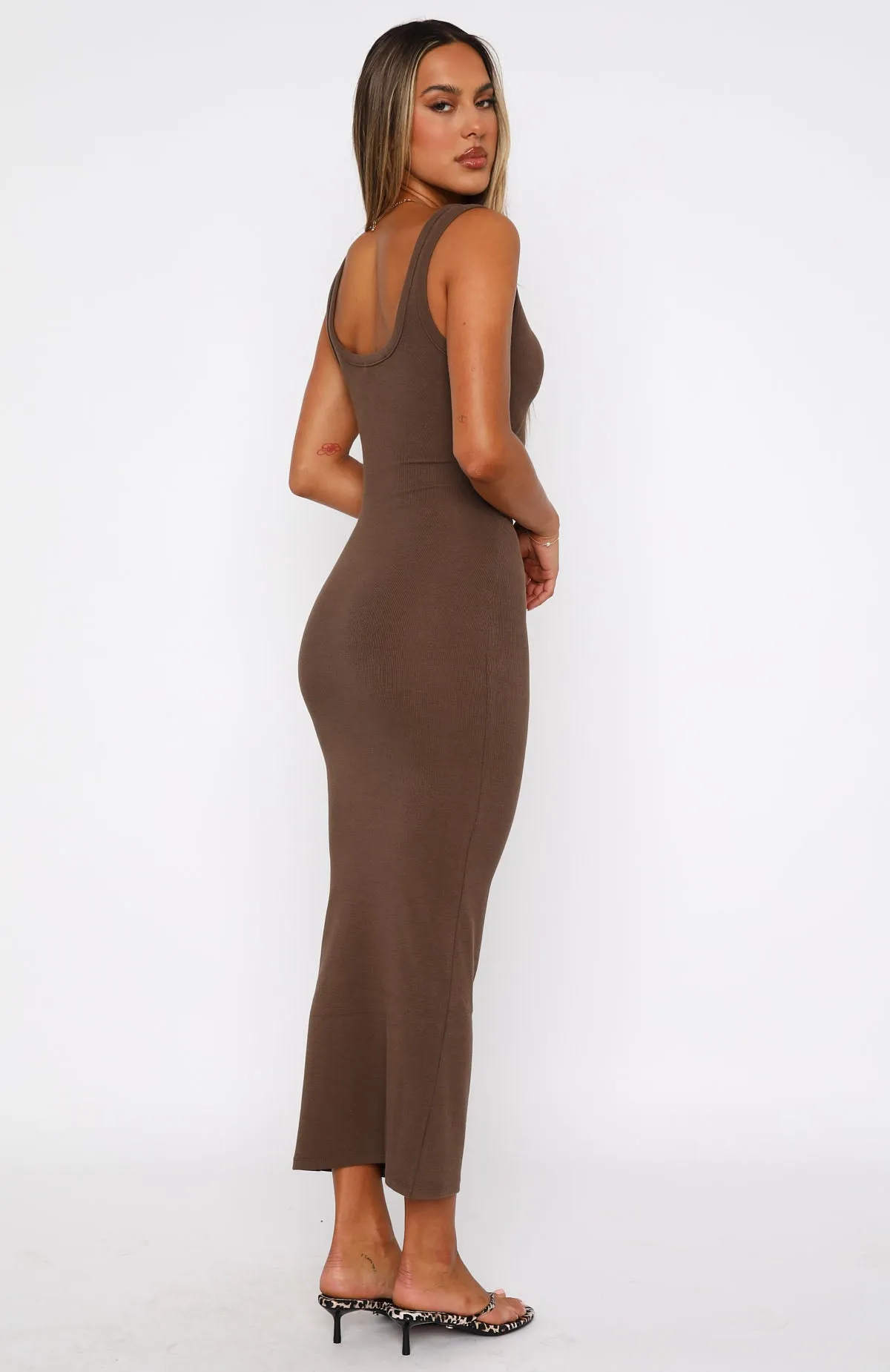 Told You So Ribbed Midi Dress Espresso