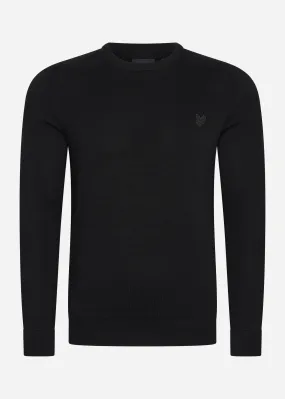 Tonal eagle cotton crew neck jumper - jet black