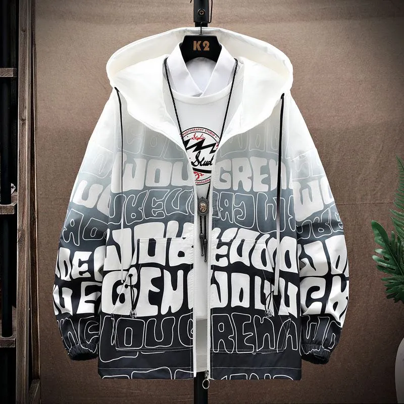 Trendy Casual Letter Print Raincoat Hooded Jacket