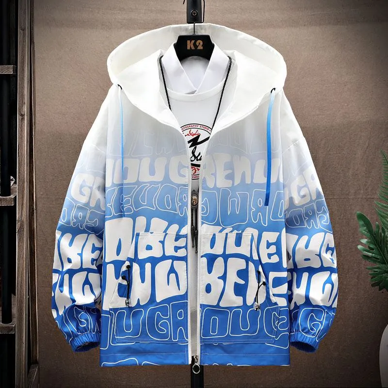 Trendy Casual Letter Print Raincoat Hooded Jacket