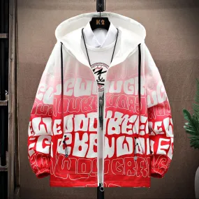 Trendy Casual Letter Print Raincoat Hooded Jacket