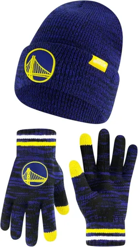 Ultra Game NBA Official Youth Super Soft Winter Beanie Knit Hat with Extra Warm Touch Screen Gloves, Golden State Warriors, Team Color|Golden State Warriors