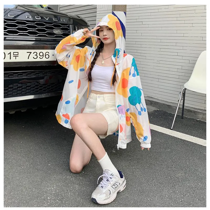 UV-Protective Hooded Loose Fit Thin Raincoat Hooded Jacket