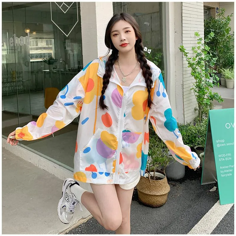 UV-Protective Hooded Loose Fit Thin Raincoat Hooded Jacket