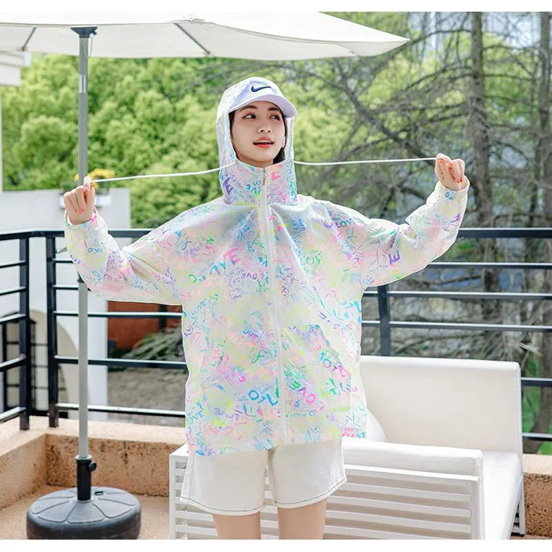 UV-Protective Silky Breathable Loose Fit Raincoat Hooded Jacket