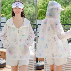 UV-Protective Silky Breathable Loose Fit Raincoat Hooded Jacket