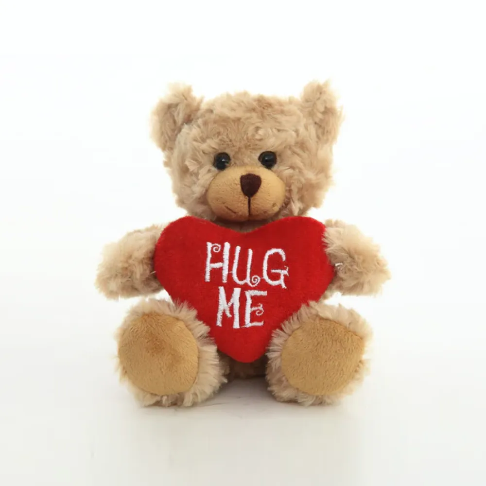 Valentine sitting beige bear  with message heart 6"