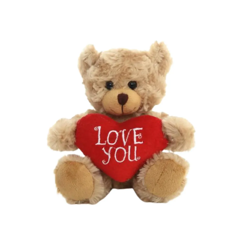 Valentine sitting beige bear  with message heart 6"