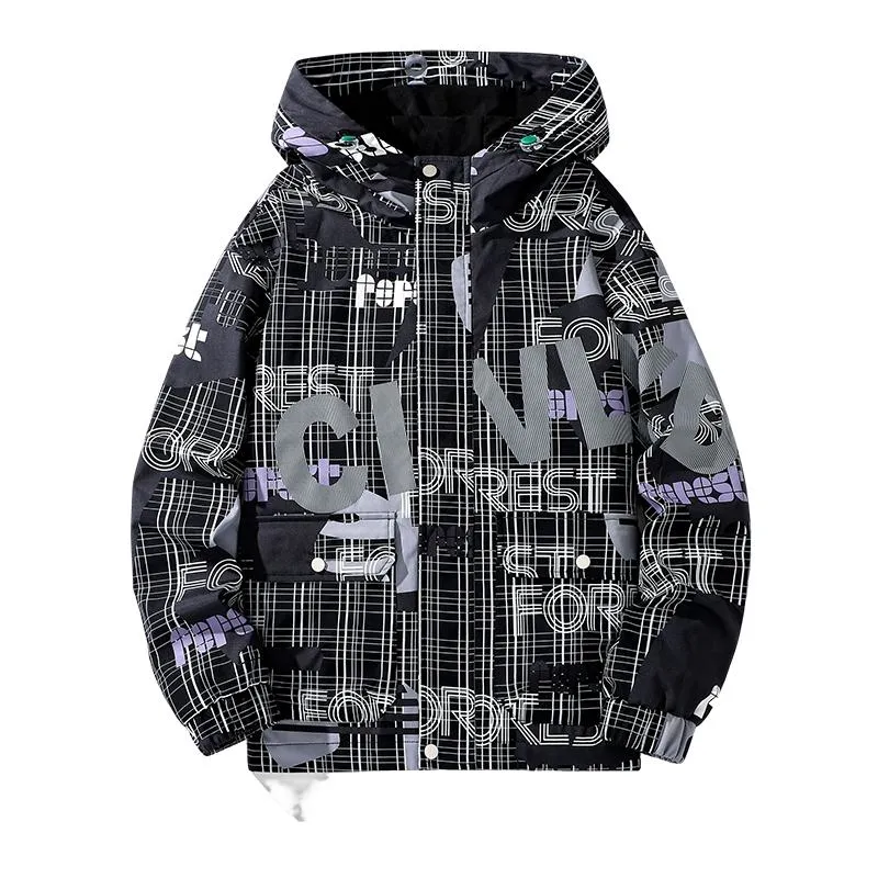 Versatile Letter Print Raincoat Hooded Jacket