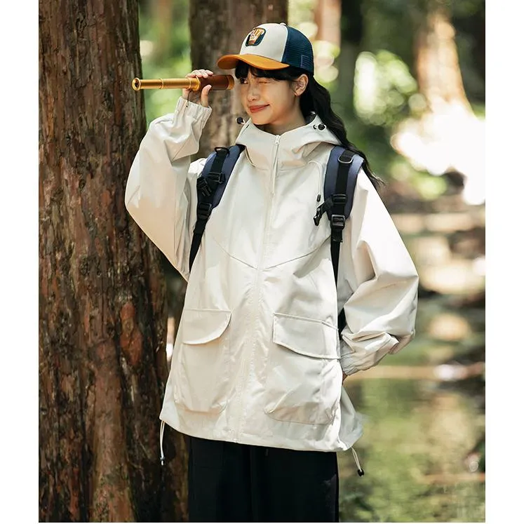 Workwear Style Camping Windproof Trendy Raincoat Hooded Jacket